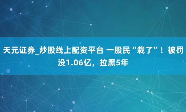 天元证券_炒股线上配资平台 一股民“栽了”！被罚没1.06亿，拉黑5年