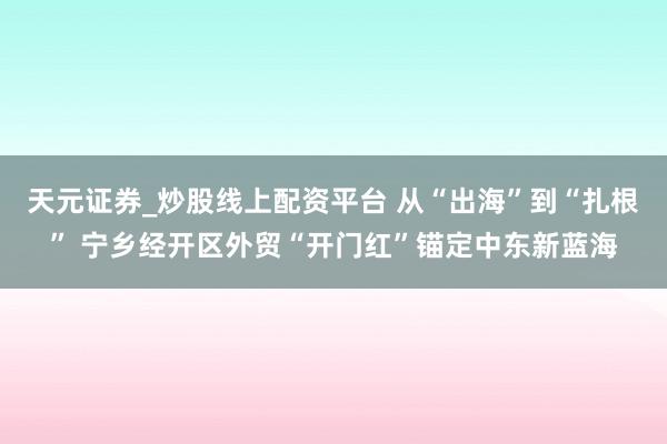 天元证券_炒股线上配资平台 从“出海”到“扎根” 宁乡经开区外贸“开门红”锚定中东新蓝海